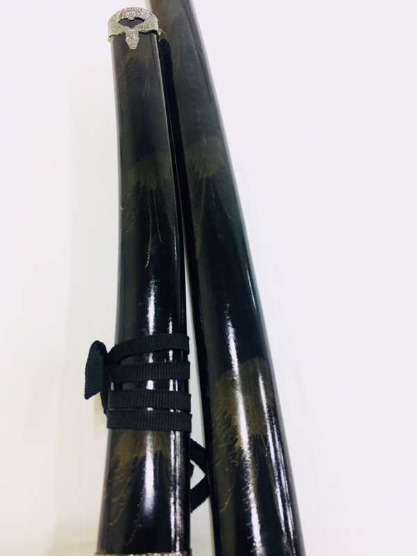Japanese Black Ninja Samurai Katana 3 Piece Steel Metal Sword Set and Stand - Black Gold Splatter
