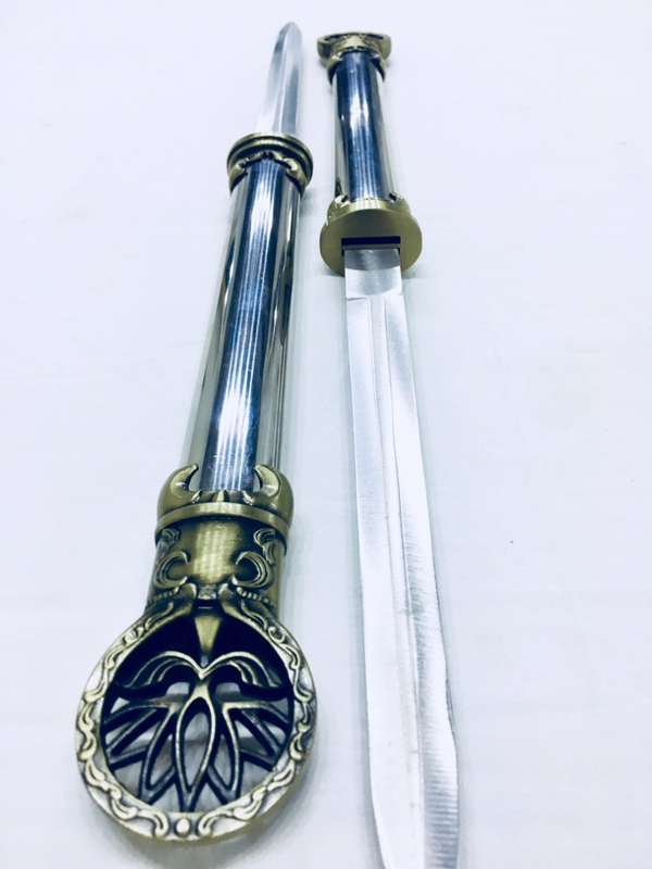 Cool Detachable Double Bladed Bo Staff Two Sword Blade Ninja Staff Sword Steel Metal Baton - Silver