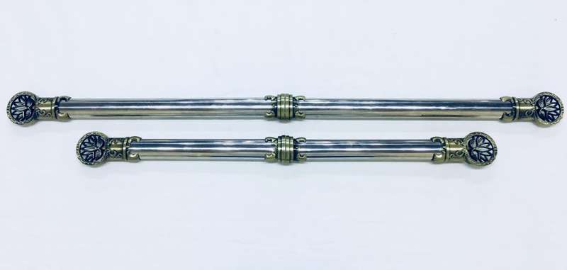 Cool Detachable Double Bladed Bo Staff Two Sword Blade Ninja Staff Sword Steel Metal Baton - Silver