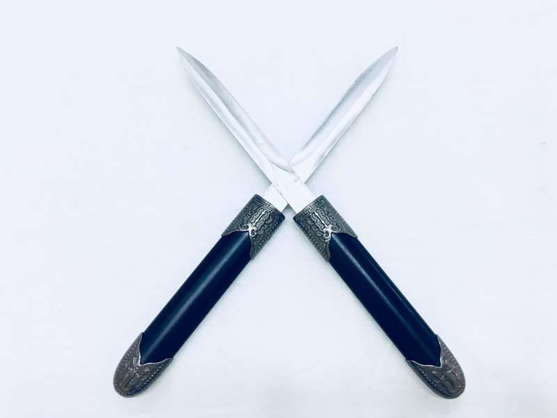 Detachable Double Bladed Knife Staff Two Sword Blade Ninja  Short Sword Steel Metal Baton Dagger