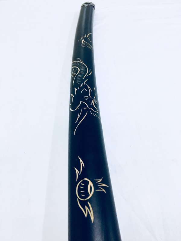 Japanese Ninja Samurai Katana Simulation Steel Metal Sword and Stand - Black Dragon Engraved