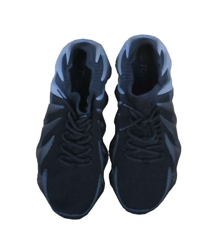 TOTTO Athletic Running Sneakers - Black/Grey, Knit Mesh, Sock-Like Fit, Organic Wavy Sole