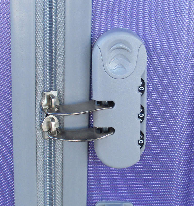 Durable Purple ABS Luggage Set - 3 Sizes, Telescopic Handle, Spinner Wheels, Secure Lock