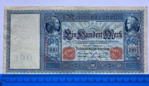 Germany - 1908 - 100 Mark Reichsbanknote, red seals P#35 `Scarcer Note`