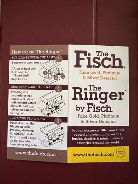 The FISCH Fake Gold, Platinum & Silver Detector + FISCH Ringer. Like new condition.