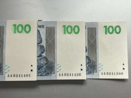 ZIMBABWE $100 BANK NOTES (Pack of 100 notes). Harare 2007. Including RADAR NOTE #AA8241428