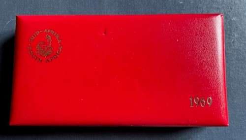 1969 Partial Proof Set - Includes 1c-50c in SA Mint Box. Brilliant Proof Coins.