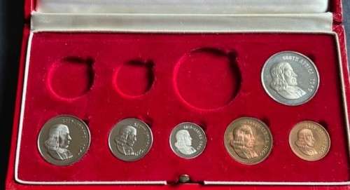 1969 Partial Proof Set - Includes 1c-50c in SA Mint Box. Brilliant Proof Coins.