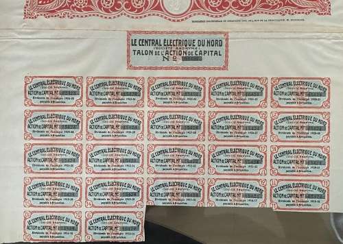 Bruxelles, France - `Le Central Electrique du Nord`. Share Certificate number 15424. 18 January 1906