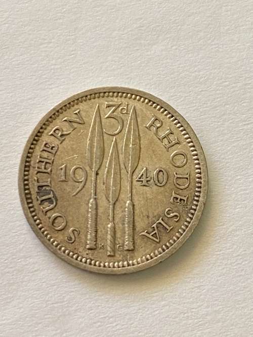 1940 Silver Southern Rhodesia three pence.