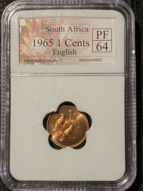 1965 ENGLISH 1 Cent. RARE COIN. SANGS graded PF64