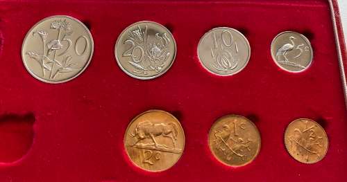 1980 Partial Proof Set - Includes 1/2c-50c in SA Mint Box. Brilliant Proof Coins.