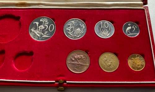 1978 Partial Proof Set - Includes 1/2c-50c in SA Mint Box. Brilliant Proof Coins.