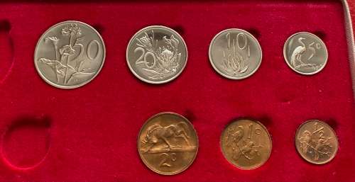 1971 Partial Proof Set - Includes 1/2c-50c in SA Mint Box. Brilliant Proof Coins.