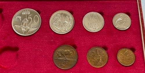 1977 Partial Proof Set - Includes 1/2c-50c in SA Mint Box. Brilliant Proof Coins.