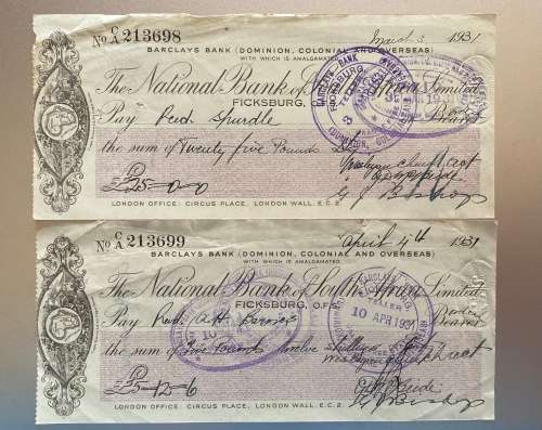 1931 issued Cheques in Sequential numbers.