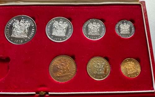 1978 Partial Proof Set - Includes 1/2c-50c in SA Mint Box. Brilliant Proof Coins.