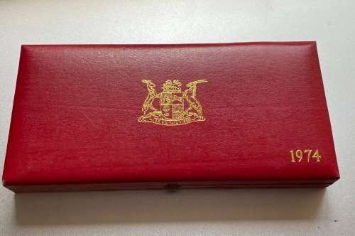 1974 Partial Proof Set - Includes 1/2c-50c in SA Mint Box. Brilliant Proof Coins.