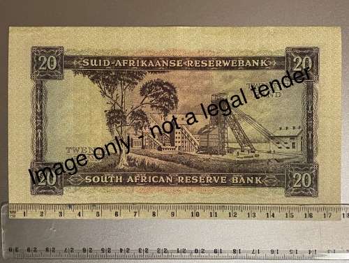 South Africa R20 bank note. Governor G Rissik. Big note, Almost 180mm