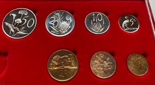 1982 Partial Proof Set - Includes 1/2c-50c in SA Mint Box. Brilliant Proof Coins.