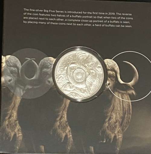 ***The Big 5 `Buffalo` 2021, R5 One Ounce Fine Silver. Limited Mintage 15000 in original packaging**