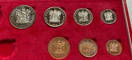 1972 Partial Proof Set - Includes 1/2c-50c in SA Mint Box. Brilliant Proof Coins.