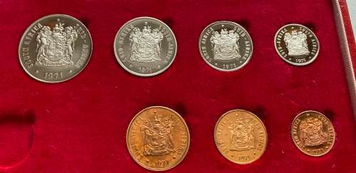 1971 Partial Proof Set - Includes 1/2c-50c in SA Mint Box. Brilliant Proof Coins.