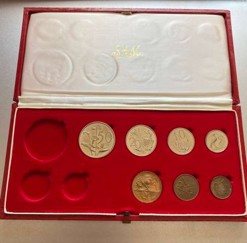 1975 Partial Proof Set - Includes 1/2c-50c in SA Mint Box. Brilliant Proof Coins.