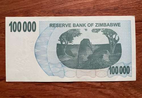 Zimbabwe $100 000 Bearer Cheque - Issued 2006 - Governor Dr G. Gono. Note in excellent condition