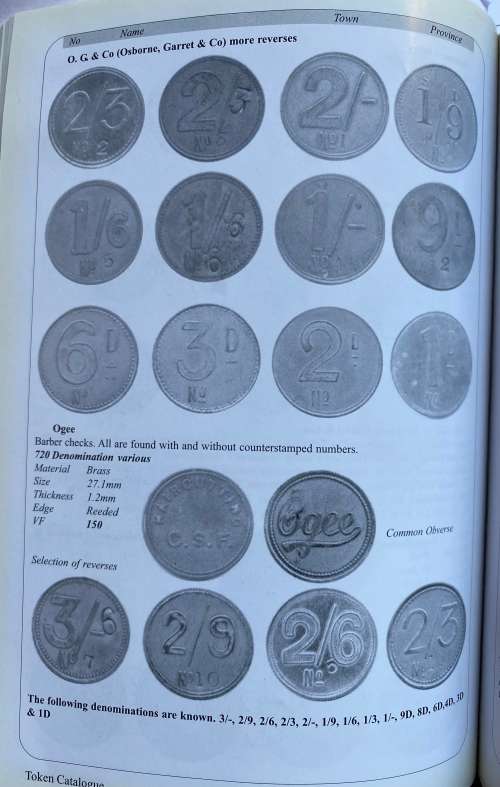 Unissued// Stamped O. G. & Co (Osborne, Garrett & Co) 2/6 Barber Shop Token