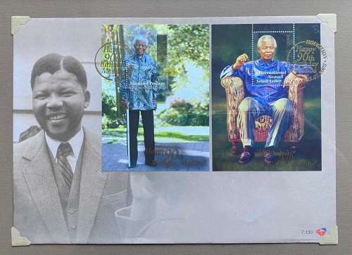 First Day Cover of Nelson Rolihlahla Mandela`s 90th Birthday. Beautifully framed