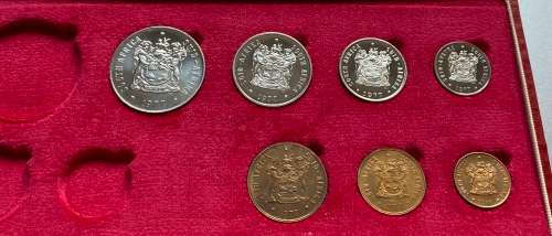 1977 Partial Proof Set - Includes 1/2c-50c in SA Mint Box. Brilliant Proof Coins.