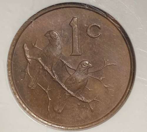 1965 AFRIKAANS 1 Cent. RARE COIN. NGC graded MS63BN