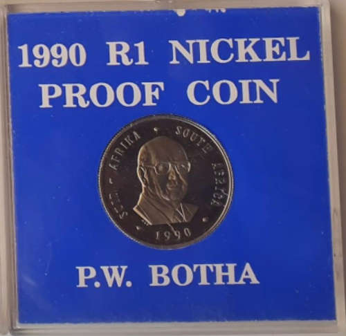 1990 South Africa R1 NICKEL PROOF COIN - PW Botha