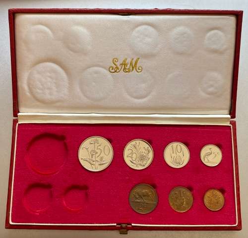 1977 Partial Proof Set - Includes 1/2c-50c in SA Mint Box. Brilliant Proof Coins.