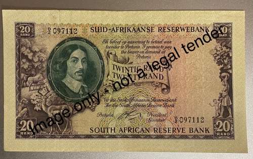 South Africa R20 bank note. Governor G Rissik. Big note, Almost 180mm