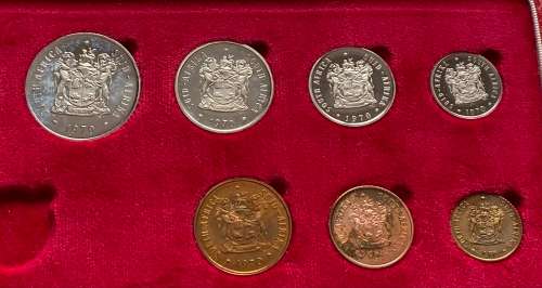1970 Partial Proof Set - Includes 1/2c-50c in SA Mint Box. Brilliant Proof Coins.