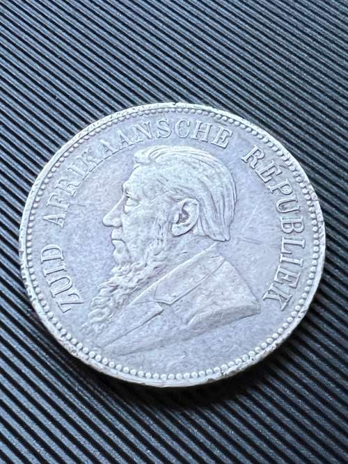 1892 ZAR 5 Shilling. Mintage 14,000. Silver (.925)