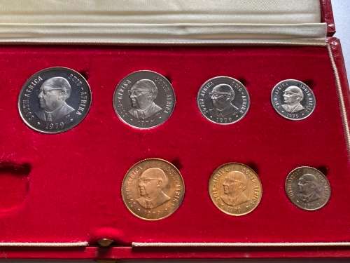 1979 Partial Proof Set - Includes 1/2c-50c in SA Mint Box. Brilliant Proof Coins.