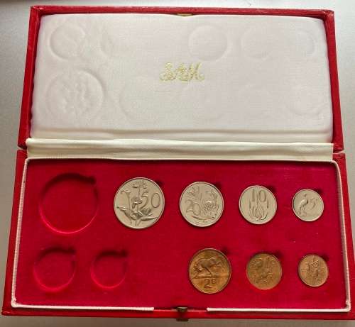 1971 Partial Proof Set - Includes 1/2c-50c in SA Mint Box. Brilliant Proof Coins.