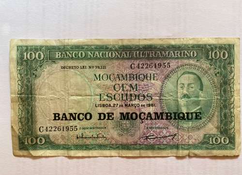 Moçambique Cem Escudos note. Lisboa, 27 de Março de 1961