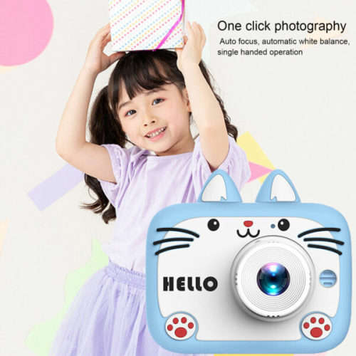 Cat Ear Kids Image And Video Camera with Lanyard,5 Built In Games