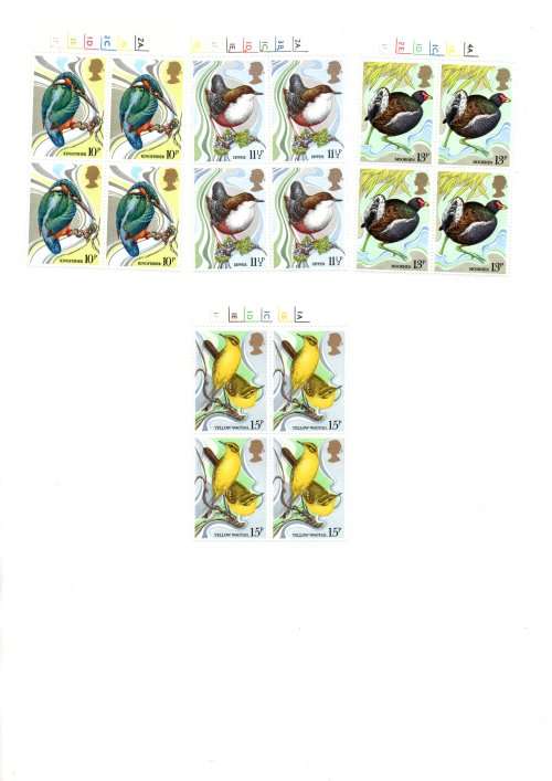 GB-1980-Centenary of Wild Bird Protection Act-MNH-**- 4 x Control Blocks of 4