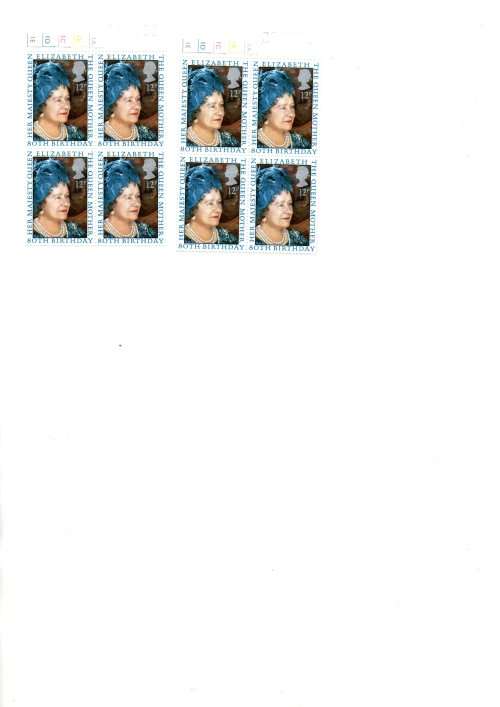 GB-1980-Birthday of the Queen Mother-MNH-**- 2 x 1 Control Block of 4