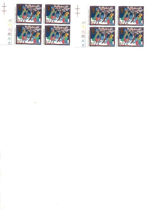 GB-1986-Christmas Folk Cutoms (12p Glastonbury Thorn)-MNH-**- 2 x 1 Control Block of 4