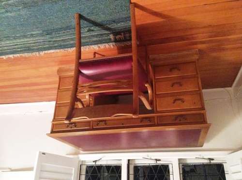 Executive desk with inlaid leather and chair