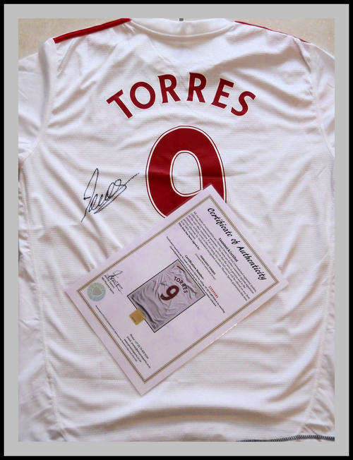 TORRES SIGNED LIVERPOOL SHIRT WITH CERTIFICATE OF AUTHENTICITY