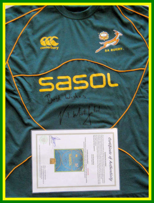 VICTOR MATFIELD SIGNED SPRINGBOK SHIRT WITH CERTIFICATE OF AUTHENTICITY
