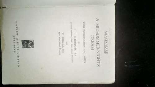 Jock of the Bushveld, Jock van die Bosveld, Midsummer Night's dream, Fieldguide to the birds of SA