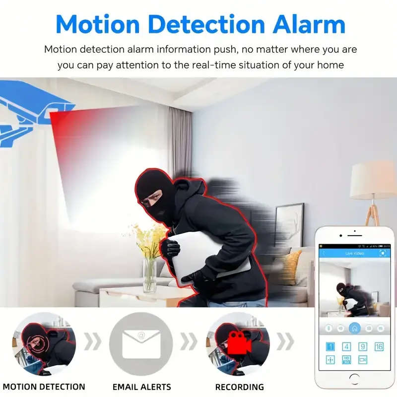 HD WIFI Surveillance Camera, Indoor & Outdoor Remote HD Night Vision Camera 355 Degree Intercom Home
